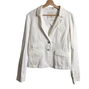Anthropologie Hei Hei Medium White Cotton Chino Spring Summer Blazer Jacket